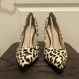 Victoria’s Secret Angels Calf Hair Spotted Leopard Print Heels Sz 8B Cream/Brown
